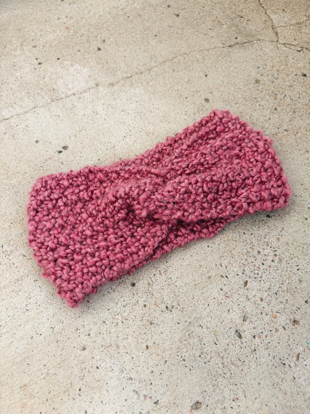 Handmade Knitted Pink Headband/Earwarmer with a Twist